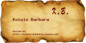 Kotsis Barbara névjegykártya
